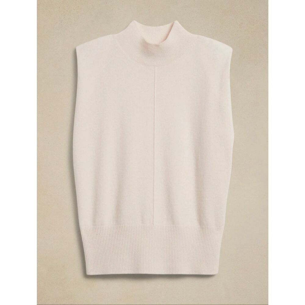 Banana Republic Franca Cashmere Padded-Shoulder Sweater in Cream Size S - Picture 4 of 12